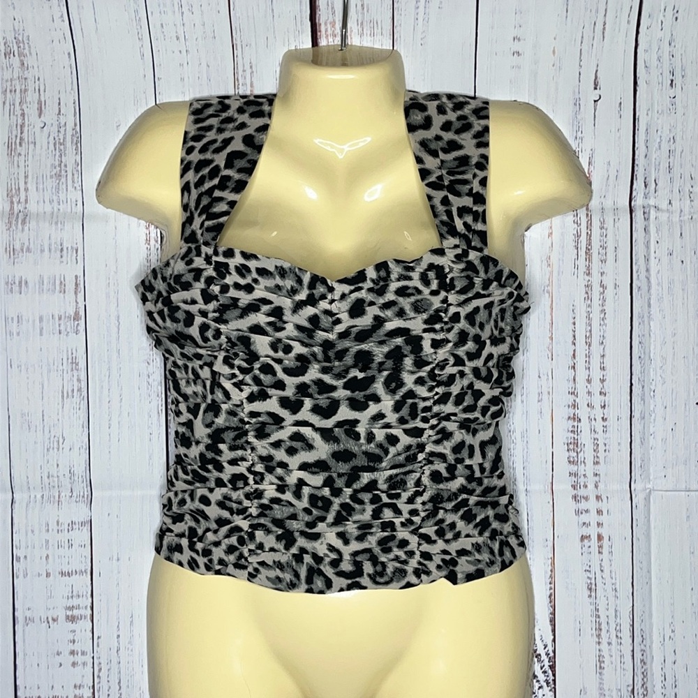 Express NWT Size S Animal Print Smock Elastic Crop Tank Top Blouse
